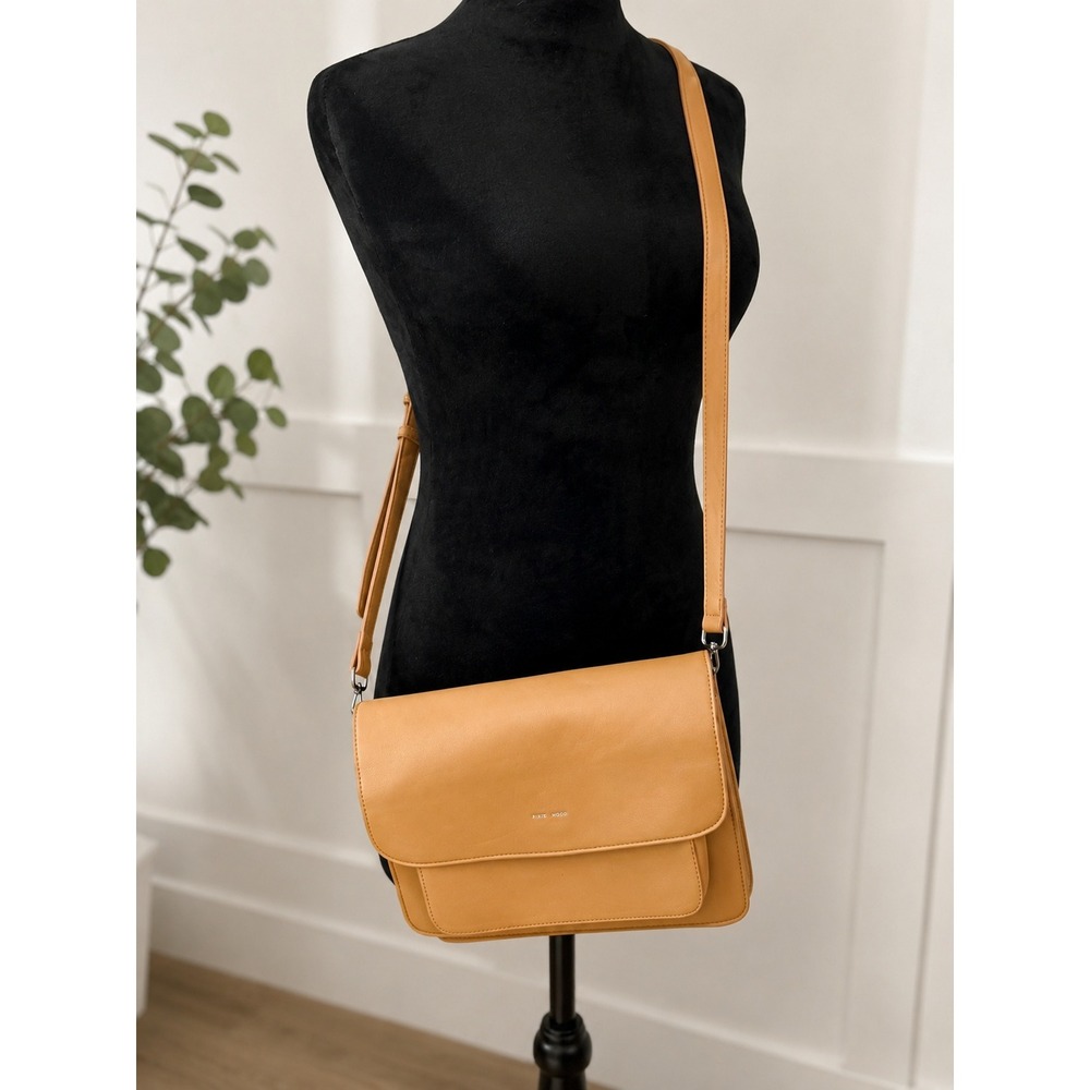 Pixie Mood Tan Vegan Leather Crossbody Bag Flap Messenger Adjustable Strap - Picture 1 of 9